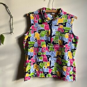 Lizgolf Neon Sleeveless Activewear Top 1/2 Zip
